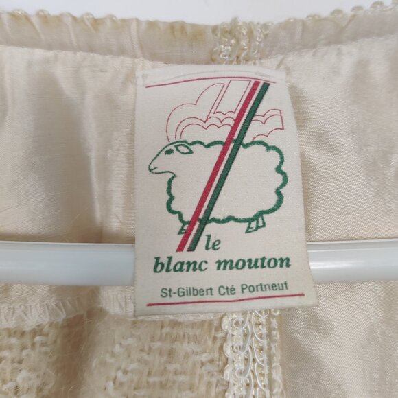 Le Blanc Mouton Women's Sweater One Size Beige Mohair Wool Dolman Sleeve Cropped - Picture 3 of 13